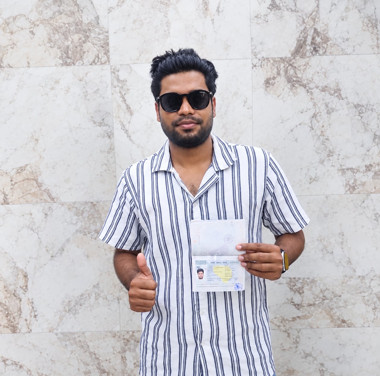 Client holding an open passport